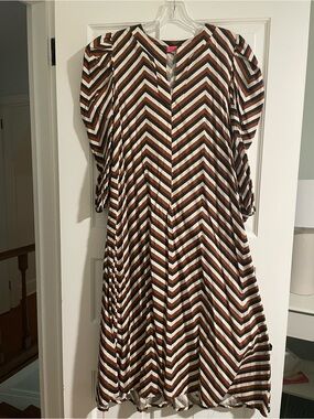 BURU Brown Chevron Midi Dress - Size M